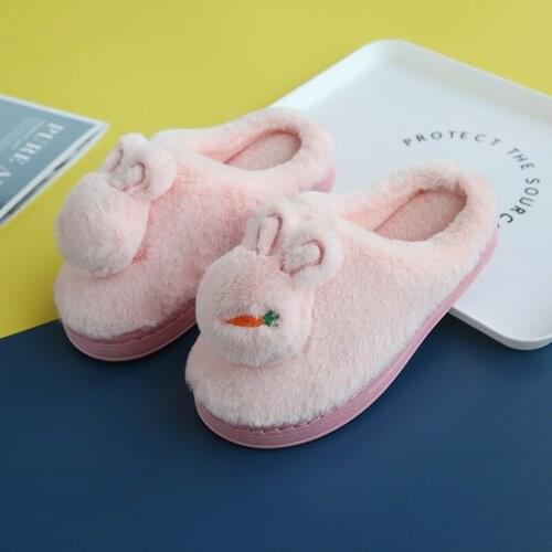 Large size plush comfort code couple Pack heel pink rabbit slippers ins style cute cotton slippers couple home shoes MTX123