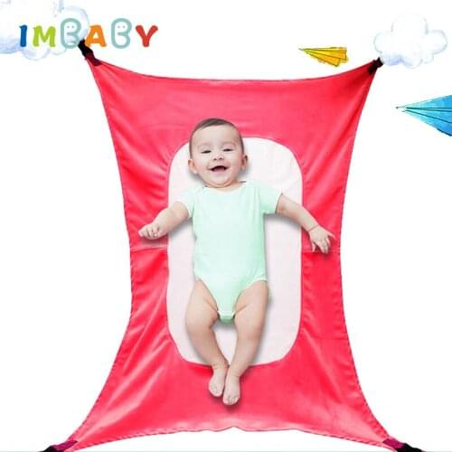 IMBABY Portable Baby Cashmere Hammock Soft Stretch Net Newborn Crib Hangmat Detachable Baby Bed Hammock With Sturdy Woven Bag