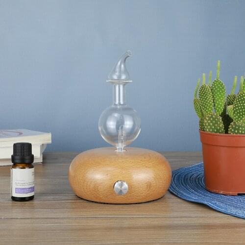 2021 New Elegant Design Nebulizing Diffuser High Quality Wood Based Esessential Oil Diffuser With 7 Rainbow Spectrun Mood Light