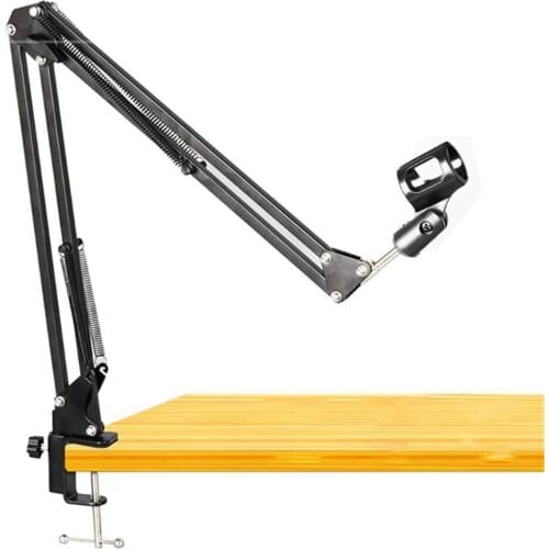 Adjustable Removable Microphone Stand Bracket Metal Desktop Microphone Support Holder Bracket with Clip Microphone Accessories