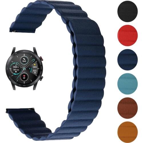20mm 22mm Leather Wrist Strap for HONOR Magic 2 42mm 46mm Watch Magnetic Buckle Wacthband for Honor GS Pro/ES Watch Band Belt