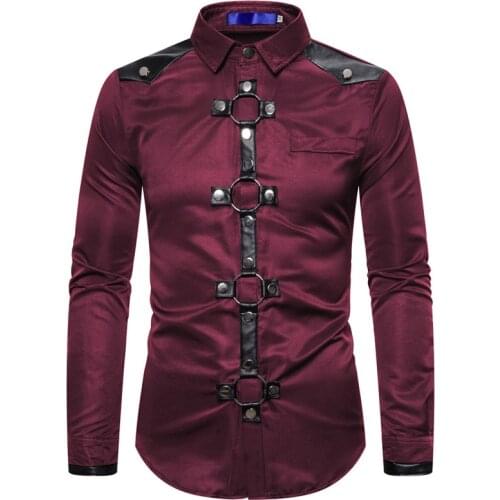 COLDKER Men Vintage Long Sleeve Slim Fit Shirt Steampunk Gothic Victorian Cosplay Costume male shirt streetwear