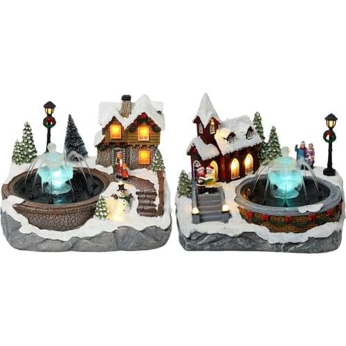 Fairy House Snow House Xmas Outdoor Waterproof Garden Lawn Lamp Resin Pathway Decorations