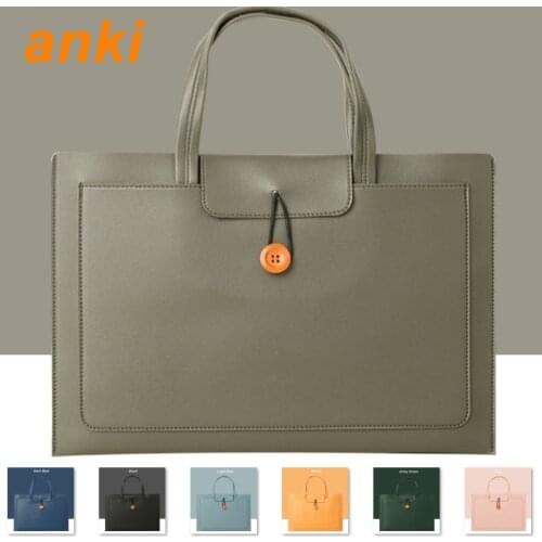 Anki Brand Laptop Bag 10,11,12,13,14,15.6 Inch PU Leather Sleeve Case Handbag For Macbook Air Pro M1,Notebook PC Cover Dropship