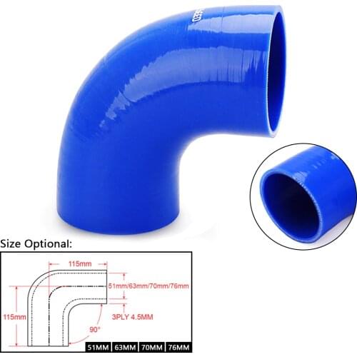 CNSPEED Universal 2.0" 2.5" 2.75" 3" /51mm 63mm 70mm 76mm 90 Degree Elbow Silicone Hose Pipe Turbo Intake Pipe Couple Hose
