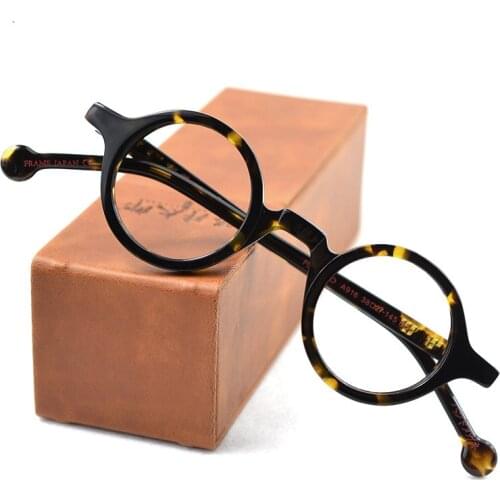 Vintage Small Round Wooden Eyeglasses Frames For Men Retro Acetate Optical Eyewear Clear Lenses Reading Glasses Women