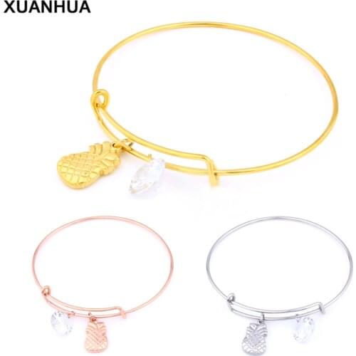 XUANHUA Bracelets Bangles Pineapple Zircon Cuff Bracelets Stainless Steel Bracelet For Women Accessories jewelry Indian Bangles