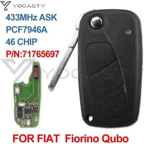 YOCASTY 3 Buttons Flip Remote Car Key FOB 433MHz PCF7946A For Fiat Fiorino Qubo For Peugeot Bipper Citroen Nemo 2007 2008 2009