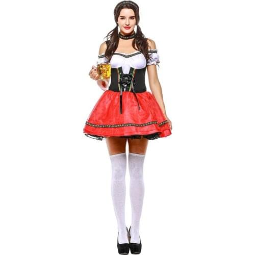 Women Fashion Oktoberfest Beer Gilr Costume German Bavarian Carnival Beer Girl Maid Cosplay Costume Uniform