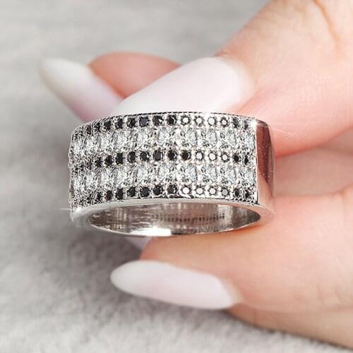 Inlaid high quality zircon silver plated ladies exquisite ring womens fashion exquisite anniversary birthday surprise gift ring