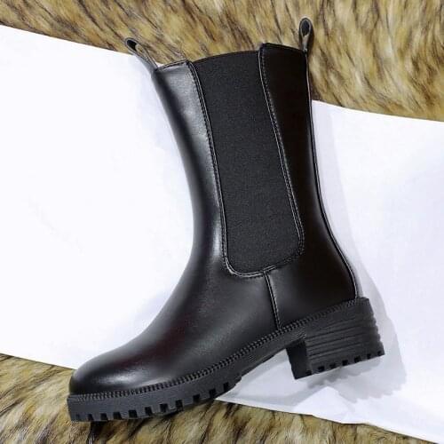 Winter warm Ankle Boots Sexy Buckles Low Heeled Women Boots Black Studded Leather Zapatos Mujer Zipper Ladies Shoes Plus Size 43
