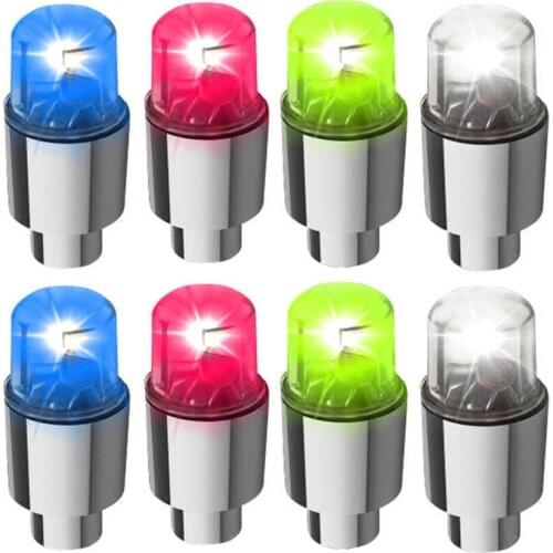 1 Pair Bike LED Tire Valves Stem Caps Neon Light Auto Accessories Bicycle Tyre Waterproof Outdoor Cycling Flashlight Decoration