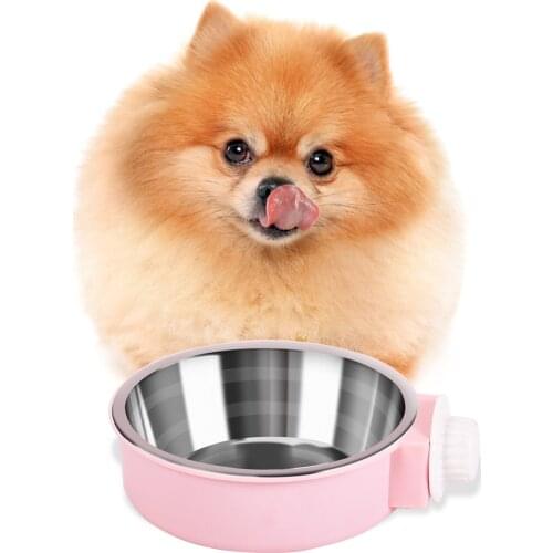1PCS New Pet Bowl Stainless Steel Hanging Cage Removable Feeding Coop Cup Dog Food Bowl Cat Bowl Pet Water Bottle