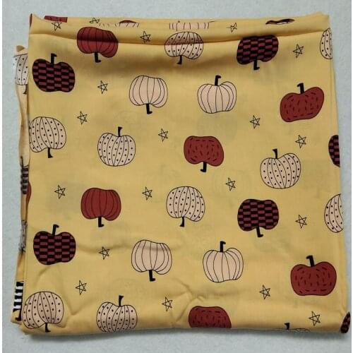 100x140cm Pretty Yellow Halloween Pumpkin & Fivestar Rayon Fabric Viscose Smooth Soft Fabric Summer Shirt Baby Cloth Dress pajam