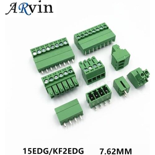 15EDG 7.62MM KF2EDG PCB Screw Terminal Block Connector PLUG PIN HEADER SOCKET 2/3/4/5/6/7/8/9/10/12P