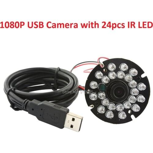 2.0 megapixel CMOS OV2710 Sensor MJPEG 30fps/60fps/120fps 8mm lens Android usb mini infrared camera module with 24pieces ir led