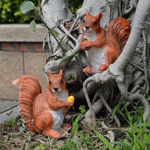 2Pcs Resin Cute Squirrel Model for Doll House Fairy Garden Decor Ornament