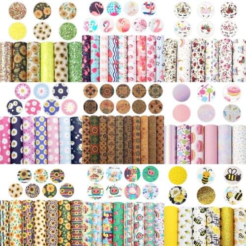 20*33cm Floral Faux Synthetic Leather Set Fabric For Bows Leather Crafts DIY Handmade Material,1Yc19736