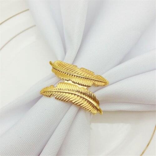 4PCS/Spot metal leaf three-color optional napkin ring Western food reception table decoration decoration