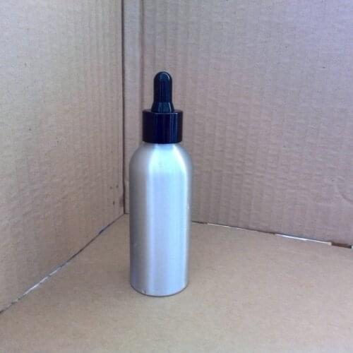 50pcs wholesale 20ml aluminum silver bottle With (black ring + black rubber) dropper lid, dropper 20 ml ssential oil bottle