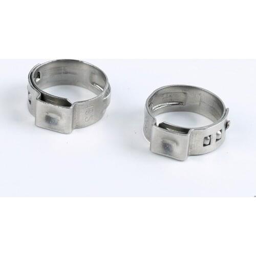 7.8-9.5 mm Pinch Clamps Stepless Single Ear Tight-Seal Vibration-Resistant for Firm Hose and Tube 304 Stainless Steel Pack 100