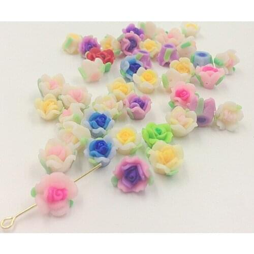 11-13MM 70Pcs Rose Mix Colors Handmade Clay Flower Bead Loose Beads Jewelry Beads