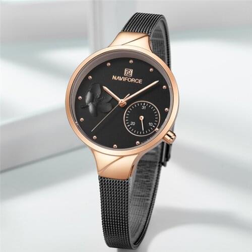 NAVIFORCE Watches Womens Brand Top Luxury Waterproof Quartz Ladies Wrist Watch Date Display Clock Gift For Girl Relogio Feminino