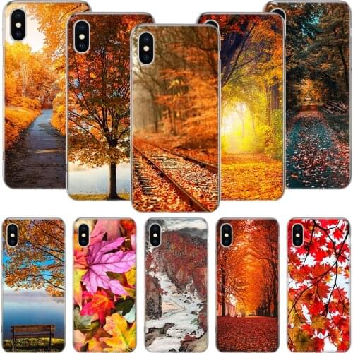 Leaves Maple Fall Autumn Phone Case For iPhone 11 12 Pro XS XR X Max 7 8 6 6S Plus Mini + 5 SE Pattern Customized Coque Cover Ca