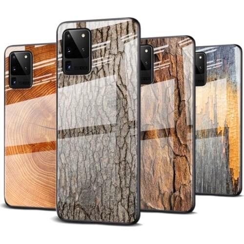 Tempered Glass Cover Texture Wood For Samsung Galaxy S20 FE S10e S10 S9 S8 Ultra Plus Lite Plus 5G Phone Case