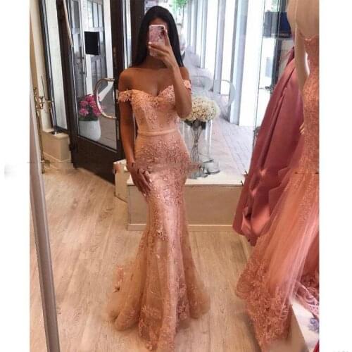 Long Mermaid Prom Dress Elegant Off the Shoulder Vintage Lace Appliques Women Formal Party Gown Vestidos de fiesta de noche
