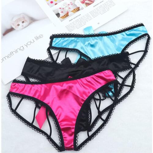 Exotic Briefs Sexy Hollow Out Bandage Ladies Underwear with Back Lace Bow Sexy Lingerie Women Panties Crotchless Sexy Thong