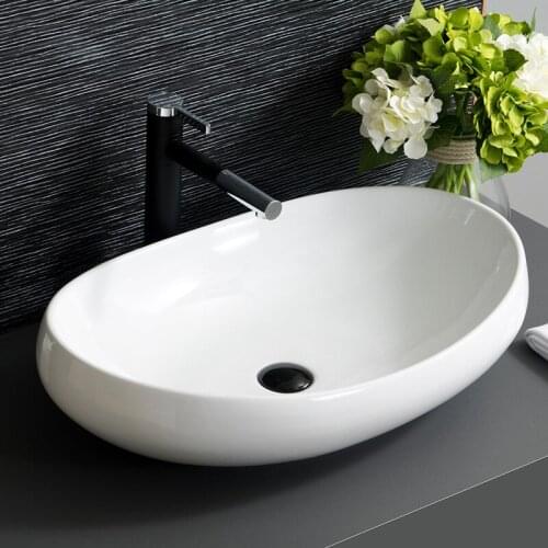 Europe Vintage Style Ceramic wash basin wash basin black ceramic basin oval white counter top wash basin