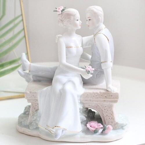 CERAMICS COUPLES ART SCULPTURE PORCELAIN GIRL AND BOY FIGURINE CHARACTER STATUE CRAFT EUROPEAN HOME DECORATION ORNAMENT R5285