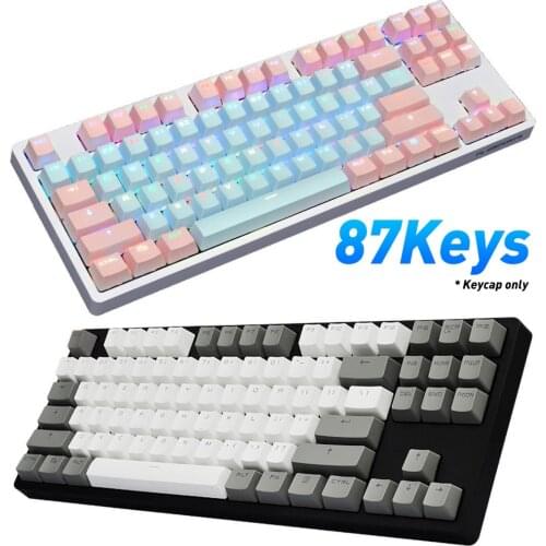 New 87Pcs/Set PBT Color Matching Light-proof Mechanical Keyboard Keycaps Replacement Suitable for Mechanical keyboard Accessory