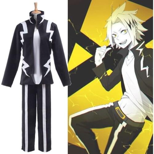 Anime My Hero Academia Cosplay Boku No Hero Academia Denki Kaminari Cosplay Costume School Uniform Men Battle Suit Wig Headwear