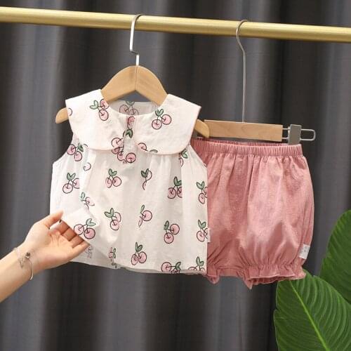 Summer Baby Girls Sleeveless Suits T-shirt + Shorts Sets Toddler Outfits Clothing Baby Girl Set Chill Sets 2 Piece Sets for Kids