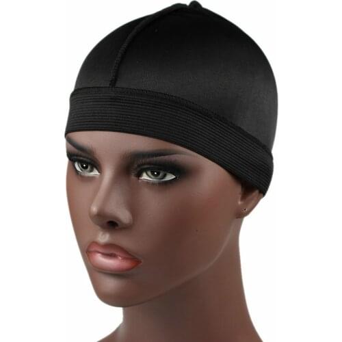 Fashion Unisex Mens Silky Dome Cap Wide Band Stretchy Wig Cap Helmet Liner Biker Beanie Hat Turban Womens Hat hair accessories