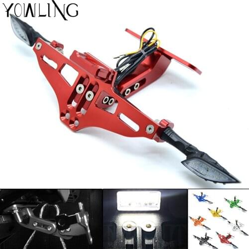 Motorcycle Motorbike Adjustable Fender Eliminator License Plate Mount Holder Steel Bracket with light Dirt Bike Sport bike