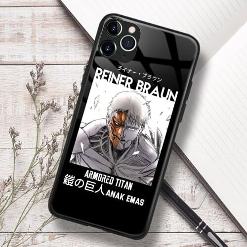 Reiner Braun Attack on Titan Glass Soft Silicone Phone Case FOR IPhone SE 6s 7 8 Plus X XR XS 11 12 Mini Pro Max Cover Shell