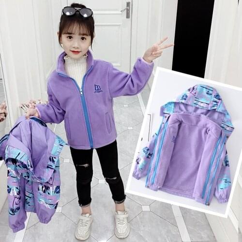 New Children Polar Fleece Jacket baby boy Girl Sport Kids Coat 2pcs Hooded Waterproof Windbreaker clothing Autumn Winter clothes