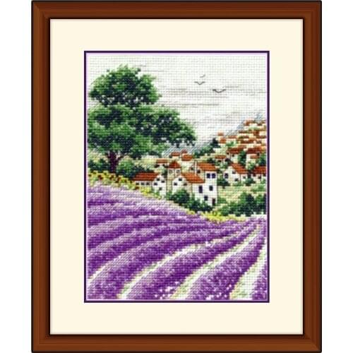 New Landscape Embroidery Kit B287 Home Sewing Purple Lavender Grange 14CT White Cloth Cross Stitch