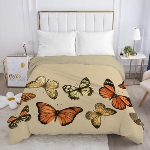 Butterfly Duvet cover Quilt/Blanket/Comfortable Case Double King Bedding 140x200 240x220 200x200 for Home Camel color