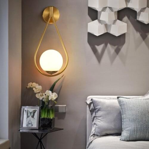 Modern Nordic fashion Designer personality creative Dining room metal wall lamp minimalist model bedside glass wall lightbedroom