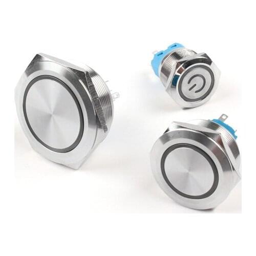 25/30/40mm Water Proof Water Proof Metal Push Button Switch Led Momentary Light Locking Car Engine Power Switch 12v 24v 220v 6V