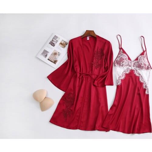 2021 Womens Nightgown Suit Bath Robe Sets Sex Lace Negligee Fashion Spring and Summer Skirt Lounge Wear Homewear Velor Pajamas