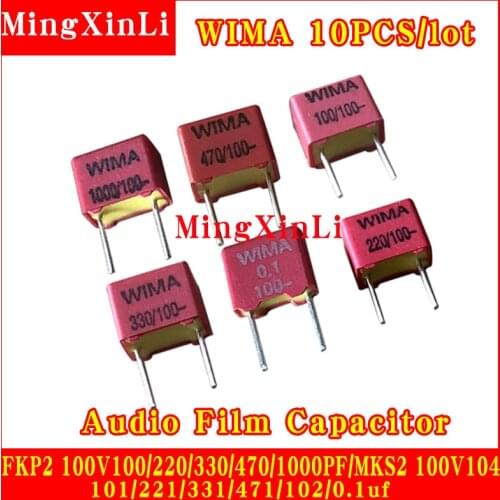 10PCS NEW original WIMA FKP2 100V100PF/220PF/330PF/470PF/1000PF/101/102/221/331/471 5% P5MM Audio Film Capacitor