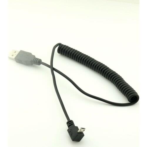 10pcs Spiral Coiled USB 2.0 A Male to Micro USB 5Pin Male Down Angle Adapter Cable 5Ft