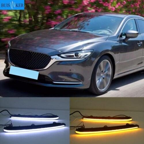 2PCS Flowing Yellow Turn Signal Waterproof ABS Car DRL Lamp LED Daytime Running Light For Mazda 6 Atenza 2020 2021