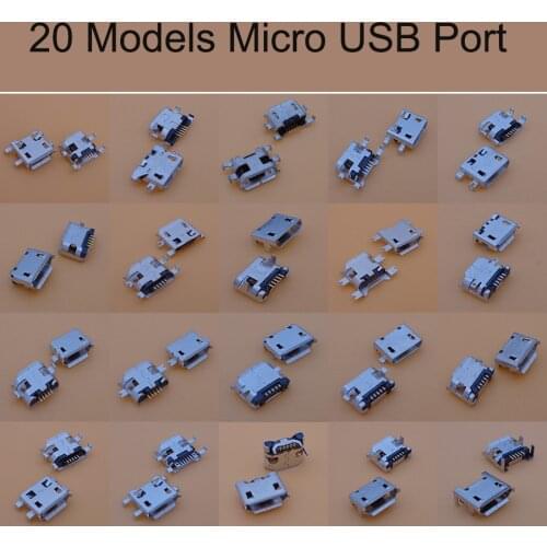 20models Micro mini USB connector 5pin 5 pins Charging tablet socket port Connector for Cell Phone mobile /Smart Phone 20models