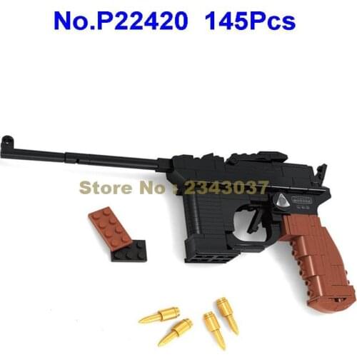 Ausini P22420 M1898 145pcs Military Series Pistol Gun Weapon Arms 1:1 Building Block Toy